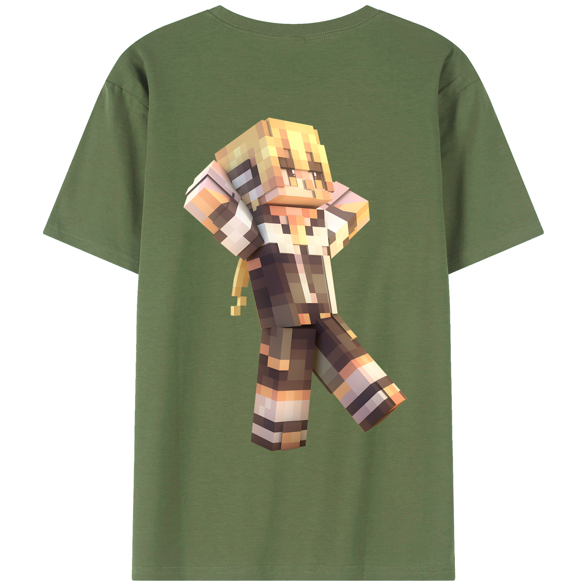 （画像用） マインクラフト ブロックの世界 Minecraft MC Block world 綿100％ メンズ半袖Tシャツ（バックプリント） 通気性